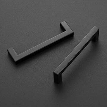 Ravinte 5 Pack 5 Inch Kitchen Square Cabinet Handles Matte Black Cabinet Pulls Black Drawer Pulls Ki...