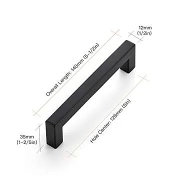 Ravinte 5 Pack 5 Inch Kitchen Square Cabinet Handles Matte Black Cabinet Pulls Black Drawer Pulls Kitchen Cabinet Hardware Kitchen Handles for Cabinets Cupboard Handles Drawer Handles