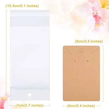ovsor 500 Pcs Earring Cards - Earring Holder Cards with 500 Pcs Bags, Earring Display Cards for Earrings Necklace Display and Jewelry Packaging