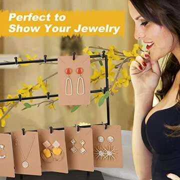 ovsor 500 Pcs Earring Cards - Earring Holder Cards with 500 Pcs Bags, Earring Display Cards for Earrings Necklace Display and Jewelry Packaging