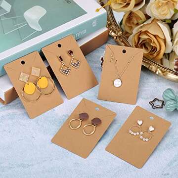 ovsor 500 Pcs Earring Cards - Earring Holder Cards with 500 Pcs Bags, Earring Display Cards for Earrings Necklace Display and Jewelry Packaging