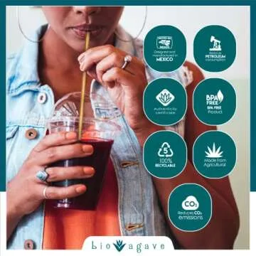 BIO AGAVE Biodegradable 8.25" Standard Straws 150 Pcs | Plant-Based Eco-Friendly Products | Drinking Straws | Agave Straws & Reusable Straws - Plastic-Free | Compatible with all lid