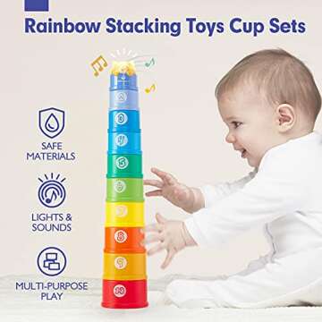 hahaland Stacking Toys for Toddlers 1-3 - Stacking Cups - Toddler Toys Age 1-2 Learning Montessori T...