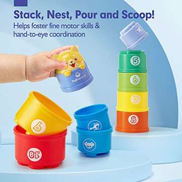 hahaland Stacking Toys for Toddlers 1-3 - Stacking Cups - Toddler Toys Age 1-2 Learning Montessori Toys for 1 Year Old Boy Birthday Gift Baby Toys 12-18 Months