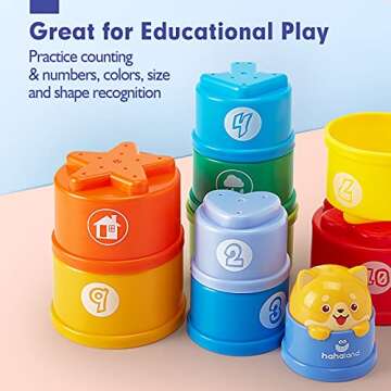 hahaland Stacking Toys for Toddlers 1-3 - Stacking Cups - Toddler Toys Age 1-2 Learning Montessori Toys for 1 Year Old Boy Birthday Gift Baby Toys 12-18 Months