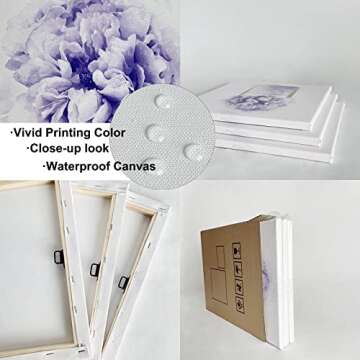 HOMEOART Coastal Pictures Coral Painting Canvas Wall Art Bathroom Decor Picture Beach Theme Artwork Home Decor Framed Ready to Hang 12"x12"x4 Pieces