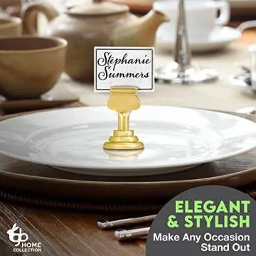 Gray Bunny Table Number Holders - (16 pc, 1.7 in) Gold Metal Harp Clip Place Card Holders, Table Number Stands for Photos, Wedding Decor, Menus, Food Recipes, Birthdays, Events, Pictures Placecards