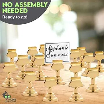 Gray Bunny Table Number Holders - (16 pc, 1.7 in) Gold Metal Harp Clip Place Card Holders, Table Number Stands for Photos, Wedding Decor, Menus, Food Recipes, Birthdays, Events, Pictures Placecards