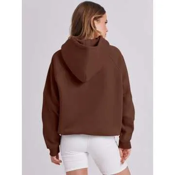 ANRABESS Women Hoodies Oversized Fleece Long Sleeve Comfy Casual Basic Pullover Sweatshirts 2025 Fall Outfits Sweater Brown Small