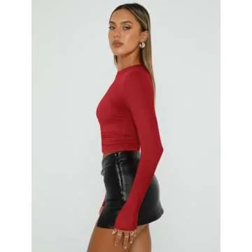 AUTOMET Womens Long Sleeve Crop Tops Y2K Fashion 2024