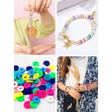 Mandala Crafts 4mm Teal Polymer Clay Beads Kit for Friendship Bracelets - 6000 Teal Heishi Beads Disc Beads for Jewelry Making Round Spacers - Flat Beads for Bracelets Making