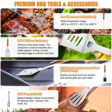 Cifaisi 38Pcs BBQ Grill Accessories Set in Aluminum Case