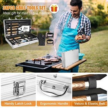 Cifaisi 38Pcs BBQ Grill Accessories Set in Aluminum Case