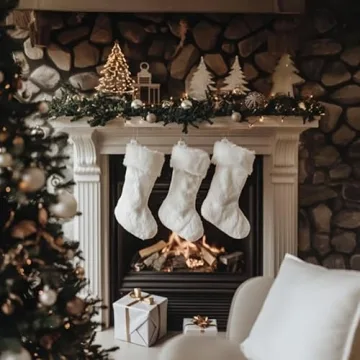AOGU Snowy White Christmas Stockings Set - 3 Pack - 20 Inch