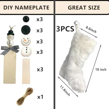 AOGU Snowy White Christmas Stockings Set - 3 Pack - 20 Inch