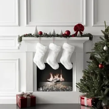 AOGU Snowy White Christmas Stockings Set - 3 Pack - 20 Inch
