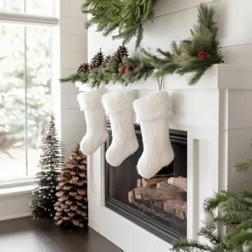 AOGU Snowy White Christmas Stockings Set - 3 Pack - 20 Inch