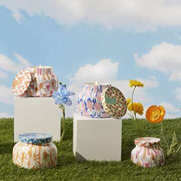 Capri Blue Volcano Candle - Pattern Play Signature Glass Jar Candle - Luxury Candle - Long Lasting Candles - Tropical Fruits & Sugared Citrus Scented Candle - Decorative Candles for Home Decor (19 oz)