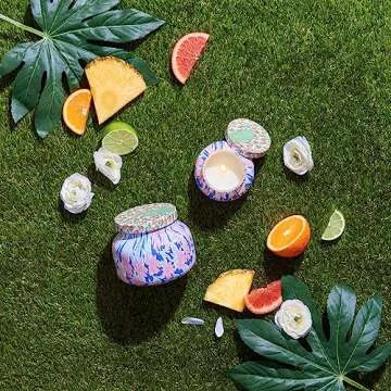 Capri Blue Volcano Candle - Pattern Play Signature Glass Jar Candle - Luxury Candle - Long Lasting Candles - Tropical Fruits & Sugared Citrus Scented Candle - Decorative Candles for Home Decor (19 oz)