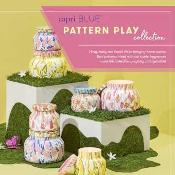 Capri Blue Volcano Candle - Pattern Play Signature Glass Jar Candle - Luxury Candle - Long Lasting Candles - Tropical Fruits & Sugared Citrus Scented Candle - Decorative Candles for Home Decor (19 oz)