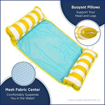 Aqua Original 4-in-1 Monterey Hammock Pool Float & Water Hammock – Multi-Purpose, Inflatable Pool Floats for Adults – Patented Thick, Non-Stick PVC Material – Golden Sunshine