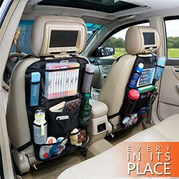 Backseat Car Organizer, 2 Pack Car Seat Organizer with Touch Screen Tablet Holder, 10 Storage Pocket...