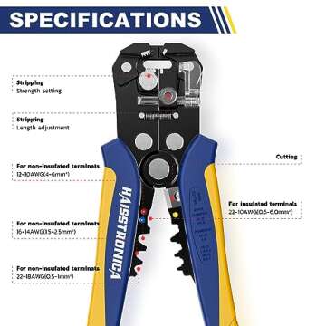 haisstronica Self-Adjusting Wire Stripper, 3 in 1 Stripper/Cutter/Crimping Heavy Duty Automatic Elec...