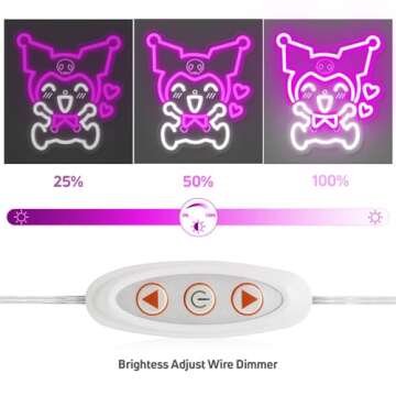 Japanese Anime Neon Light Kuromi Neon Sign, 3D Art LED Sign Kuromi Heart Kawaii LED Light, Purple Kuromi Wall Light Bedroom Game Room Decor, Cartoon Anime Night Lamp Gift for Kids - 13"