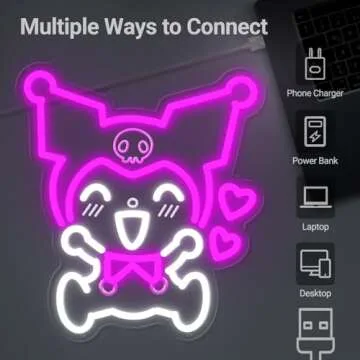 Japanese Anime Neon Light Kuromi Neon Sign, 3D Art LED Sign Kuromi Heart Kawaii LED Light, Purple Kuromi Wall Light Bedroom Game Room Decor, Cartoon Anime Night Lamp Gift for Kids - 13"