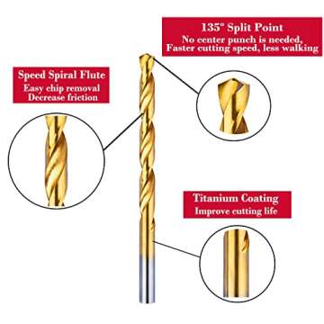 SATTDMAIC 13Pcs High-Speed Steel Drill Bit Set with Titanium Coating, Perfect for Wood, Plastic, and...