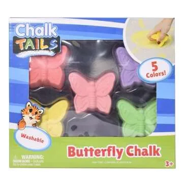 Butterfly Chalk – 5 Pieces of Colorful Sidewalk Chalk | Washable, Non-Toxic For Arts and Crafts | Kids Ages 3+ - Sunny Days Entertainment