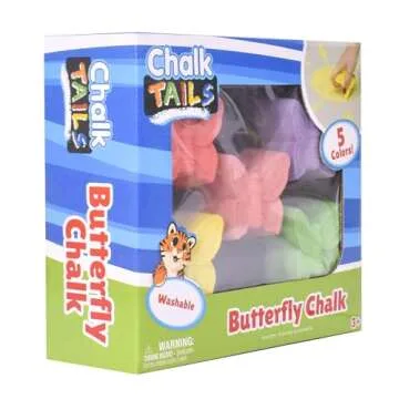 Butterfly Chalk – 5 Pieces of Colorful Sidewalk Chalk | Washable, Non-Toxic For Arts and Crafts | Kids Ages 3+ - Sunny Days Entertainment