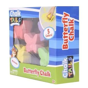 Butterfly Chalk – 5 Pieces of Colorful Sidewalk Chalk | Washable, Non-Toxic For Arts and Crafts | Kids Ages 3+ - Sunny Days Entertainment