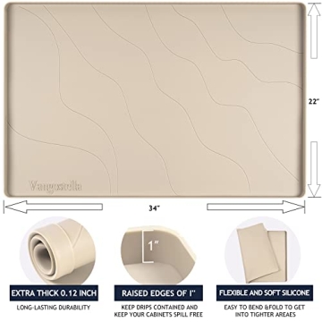 Vangostella Heavy Duty Under Sink Mat Waterproof Silicone 34" x 22"