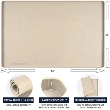 Vangostella Heavy Duty Under Sink Mat Waterproof Silicone 34" x 22"