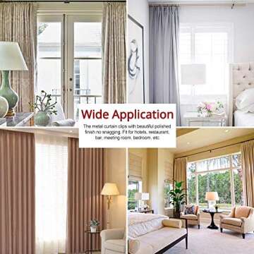 Window Hardware Clip Rings Metal Curtain Rings with Clips 40 Pcs Rustproof Drapery Clip Rings 1.26 Inch Interior Diameter Curtain Rings Hook (Open Loop with Clip)
