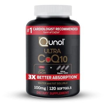 Qunol CoQ10 100mg Softgels, Ultra CoQ10 100mg, 3x Better Absorption, Antioxidant for Heart Health & ...