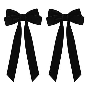 2PCS Velvet Hair Bows Black Hair Ribbon Clips Big Fall Alligator Clips Hair Accessories for Women Gi...