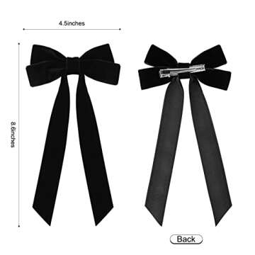 2PCS Velvet Hair Bows Black Hair Ribbon Clips Big Fall Alligator Clips Hair Accessories for Women Girls Toddlers Kids Baby