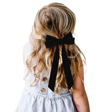 2PCS Velvet Hair Bows Black Hair Ribbon Clips Big Fall Alligator Clips Hair Accessories for Women Girls Toddlers Kids Baby