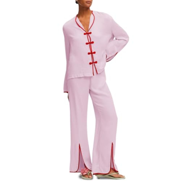 Tankaneo Women's Pink Two Piece Vacation Outfits Set