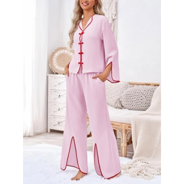Tankaneo Women's Pink Two Piece Vacation Outfits Set
