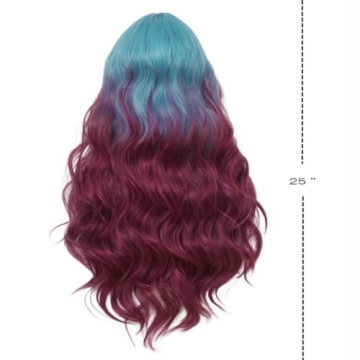 Siudus Long Blue Purple Wig for Cosplay and Halloween