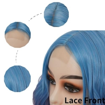 Siudus Long Blue Purple Wig for Cosplay and Halloween