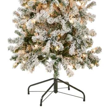 National Tree Company First Traditions Pre-Lit Acacia Flocked Tree Medium Christmas Tree, Clear Incandescent Lights, Plug in, 6 ft