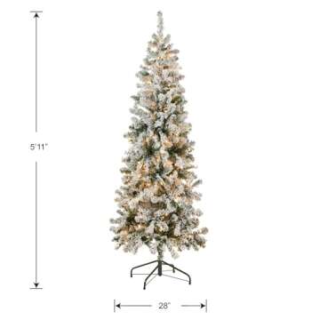 National Tree Company First Traditions Pre-Lit Acacia Flocked Tree Medium Christmas Tree, Clear Incandescent Lights, Plug in, 6 ft