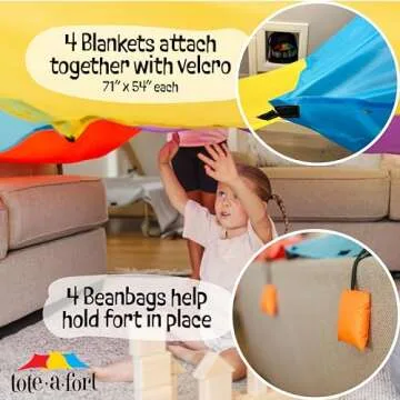Tote a Fort Original XL Blanket Fort Building Kit - Portable Playhouse Play Tent Fort - Indoor & Out...
