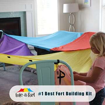 Tote a Fort Original XL Blanket Fort Building Kit - Portable Playhouse Play Tent Fort - Indoor & Outdoor Toy Set for Ages 4-12+ - STEM Toy - 4 Blanket Set