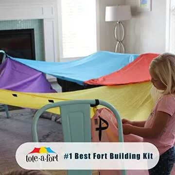 Tote a Fort Original XL Blanket Fort Building Kit - Portable Playhouse Play Tent Fort - Indoor & Outdoor Toy Set for Ages 4-12+ - STEM Toy - 4 Blanket Set