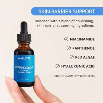 MAELOVE Peptide Squad Collagen Renewal Serum, Anti-Aging Serum for Face with Copper Peptides, Argireline, and Matrixyl 3000, Hydrating Peptide Serum for Wrinkles, Fine Lines, and Skin Elasticity